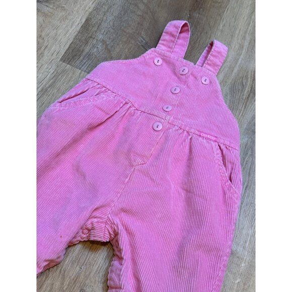 Vintage 90s Osh Kosh B Gosh Pink Corduroy Vestbak Overalls Ruffle Trim Buttons 1 - Picture 3 of 9